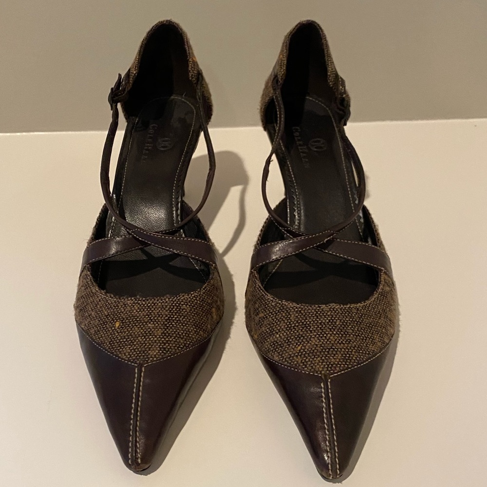 Cole Haan Brown Leather Pointed-Toe Heels Size 8.5